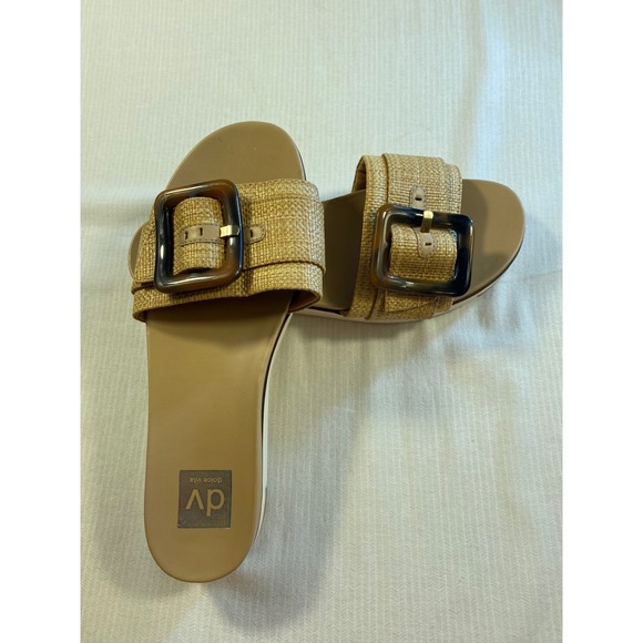 Dolce Vita Shoes - Dolce Vita Raffia Buckle Slide Sandals Neutral Platform Chic 10m